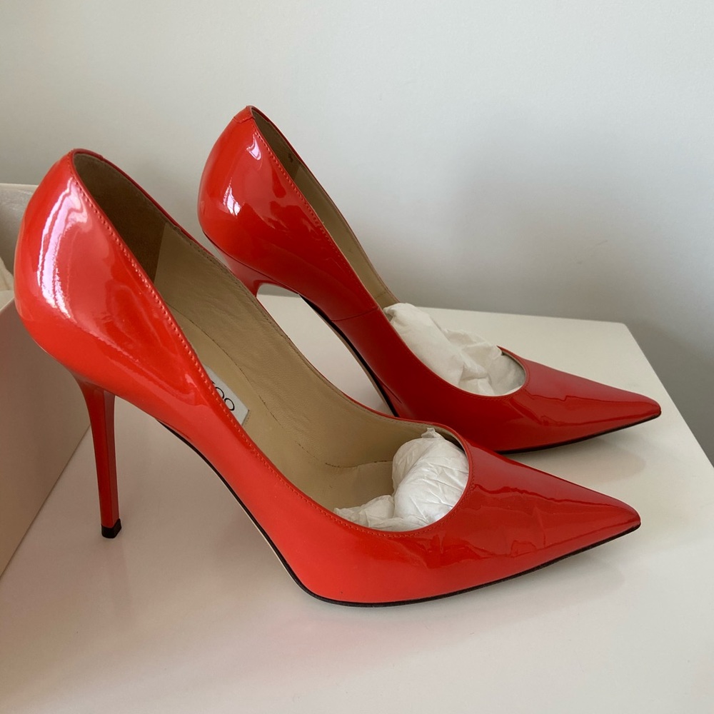 🔥 Jimmy Choo Tangerine Patent Leather Heels